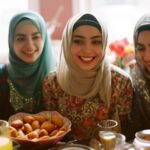 Three girls in a jolly mood wearing Eid outfit