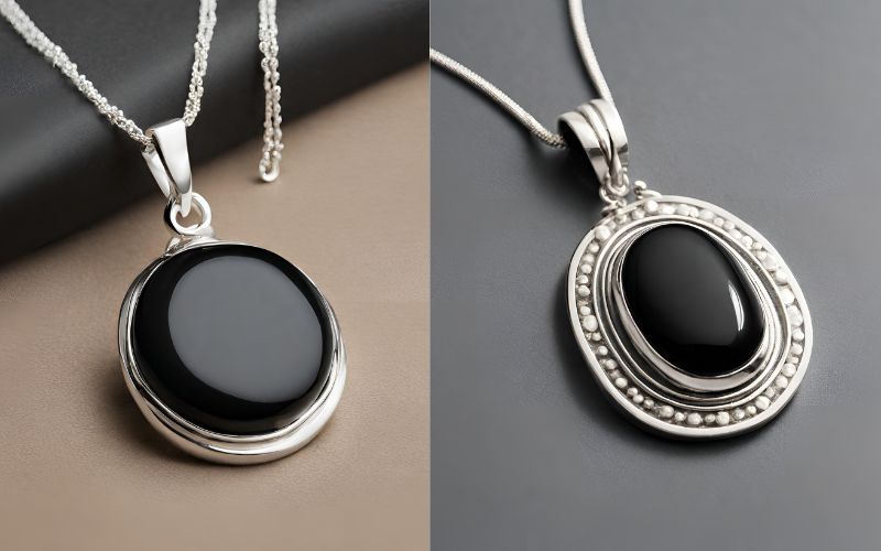 black onyx pendant, silver pendant, black onyx pendant for men, sterling silver pendant