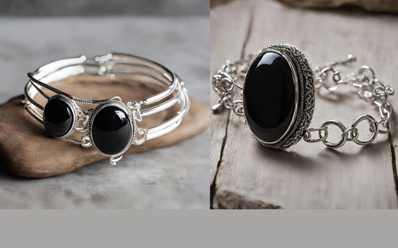 black onyx bracelet, black onyx bracelet for men, black onyx gemstone, sterling silver bracelet, bracelet for women